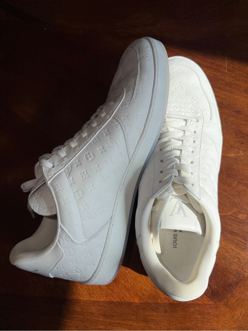 Louis Vuitton Rivoli All-White Sneakers - Embossed Monogram Low-Top - Picture 5 of 7